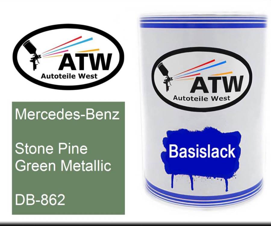 Mercedes-Benz, Stone Pine Green Metallic, DB-862: 500ml Lackdose, von ATW Autoteile West.